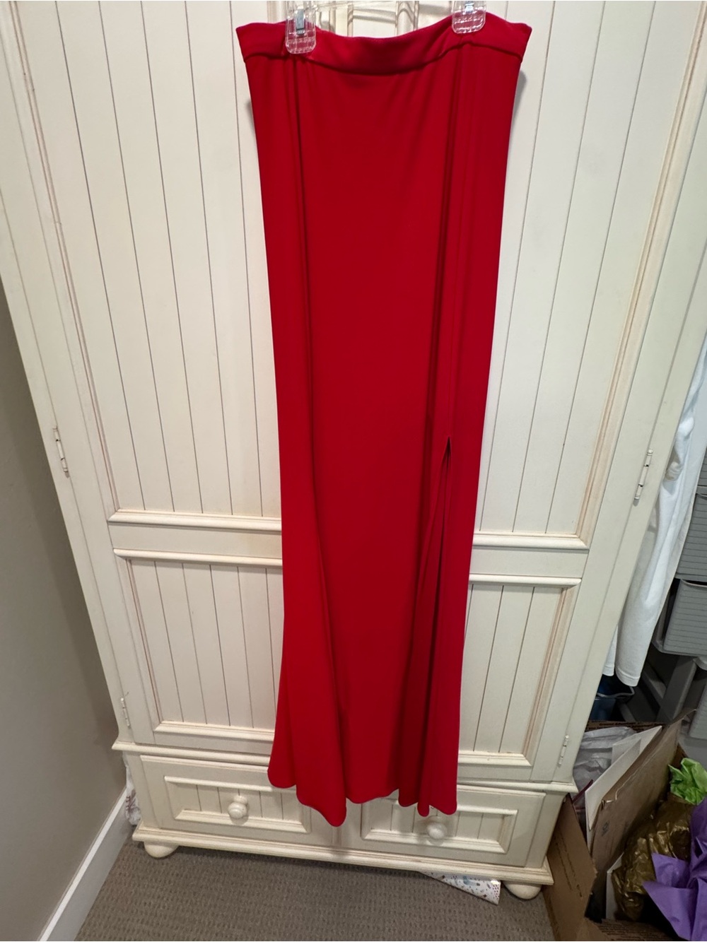 Long Red Skirt with Double Side Slits by Xscape, Size 4, Like New